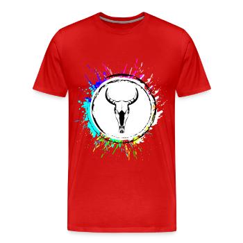 Crâne de taureau de vache - T-shirt bio Premium Homme - rouge - Devant - Damien (186cm)