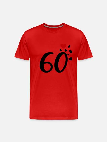 60e anniversaire coeurs 60 - T-shirt bio Premium Homme - rouge