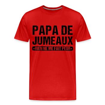 Papa de jumeaux humour cadeau fête des pères - T-shirt bio Premium Homme - rouge - Devant - Damien (186cm)