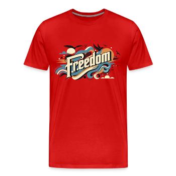 Freiheit - Männer Premium Bio T-Shirt - Rot - Vorne - Damien (186cm)