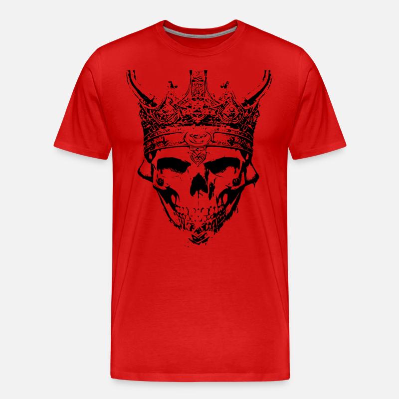 Totenkopf König mit Krone - Männer Premium Bio T-Shirt - Rot