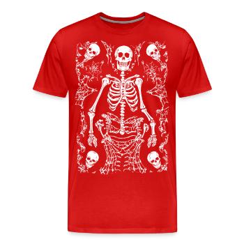 Squelette Halloween Crâne Crâne Gothique - T-shirt bio Premium Homme - rouge - Devant - Damien (186cm)