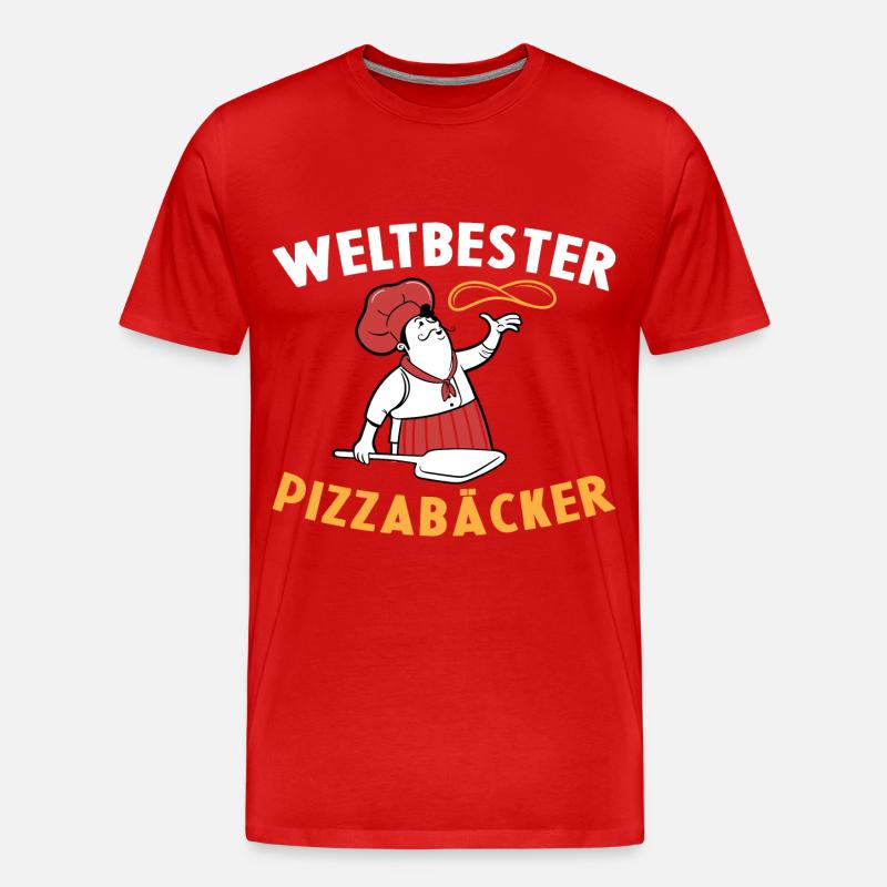 Weltbester Pizzabäcker Pizza Geschenkidee Kochen - Männer Premium Bio T-Shirt - Rot