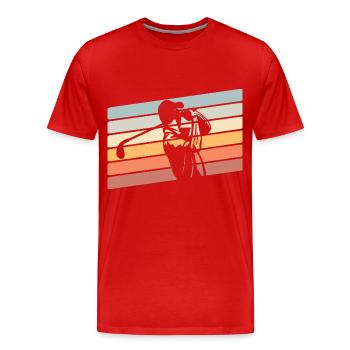 Golf Golfer - Männer Premium Bio T-Shirt - Rot - Vorne - Damien (186cm)
