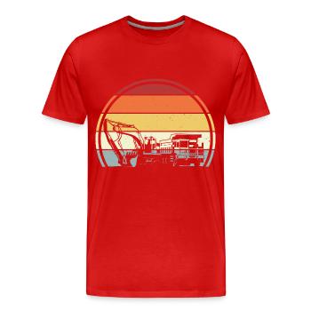 Excavator construction site - Men's Premium Organic T-Shirt - red - Front - Damien (186cm)