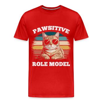 Lustiges Tabby Cat Pfotenartiges Vorbild - Männer Premium Bio T-Shirt - Rot - Vorne - Damien (186cm)