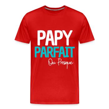 papy parfait ou presque cadeau grand père - T-shirt bio Premium Homme - rouge - Devant - Damien (186cm)