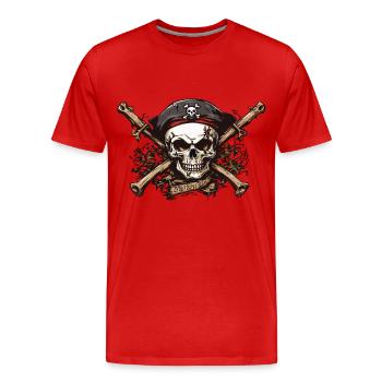 Pirate Jolly Roger crâne Adventure Design - T-shirt bio Premium Homme - rouge - Devant - Damien (186cm)