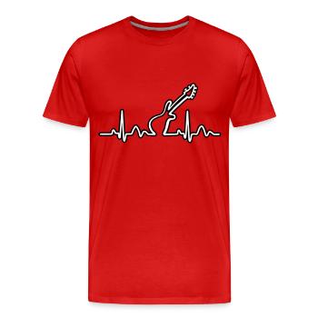 Les lignes de la fréquence cardiaque - T-shirt bio Premium Homme - rouge - Devant - Damien (186cm)