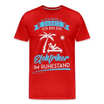 ELEKTRIKER RUHESTAND / HANDWERK - Männer Premium Bio T-Shirt - Rot - Vorne - Damien (186cm)
