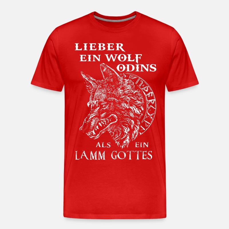 Wolf Odins Lamm Gottes - Männer Premium Bio T-Shirt - Rot