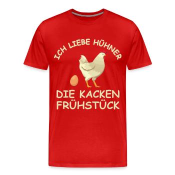Ich Liebe Hühner - Männer Premium Bio T-Shirt - Rot - Vorne - Damien (186cm)