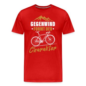Gegenwind formt den Charakter - Männer Premium Bio T-Shirt - Rot - Vorne - Damien (186cm)