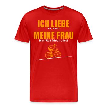Ich Liebe Es Wenn Meine Frau Mich Radfahren Lässt - Männer Premium Bio T-Shirt - Rot - Vorne - Damien (186cm)