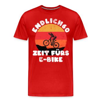 Enfin 60 ! Temps pour le vélo électrique, le cycliste - T-shirt bio Premium Homme - rouge - Devant - Damien (186cm)