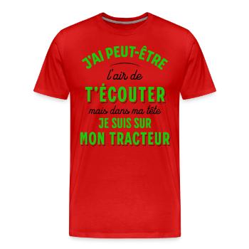 Agriculteur cadeau pour fermier tracteur humour - T-shirt bio Premium Homme - rouge - Devant - Damien (186cm)