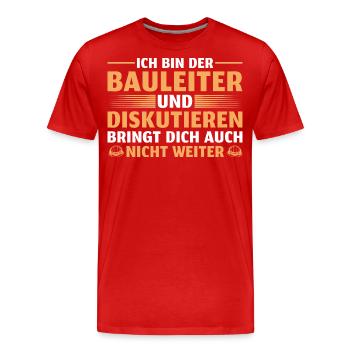 Bauleitung Hausbau Bauleiter - Männer Premium Bio T-Shirt - Rot - Vorne - Damien (186cm)
