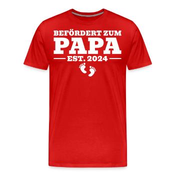 Werdender Papa 2024 Babyparty - Männer Premium Bio T-Shirt - Rot - Vorne - Damien (186cm)