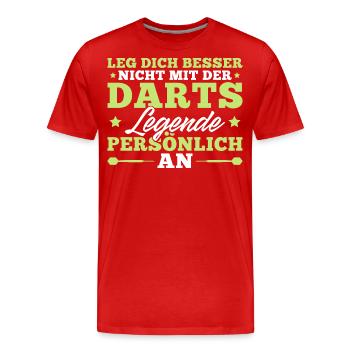 Dartsport Lustiger Spruch Dart Spieler - Männer Premium Bio T-Shirt - Rot - Vorne - Damien (186cm)