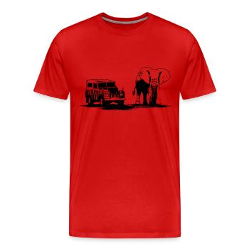 Elefant - Elephant - Safari - Wildlife Ranger Jeep - Männer Premium Bio T-Shirt - Rot - Vorne - Damien (186cm)