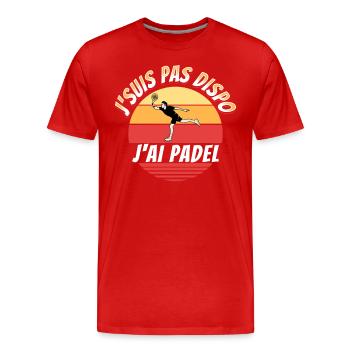 Padel Tennis Cadeau Rigolo Citation Drôle Paddle - T-shirt bio Premium Homme - rouge - Devant - Damien (186cm)
