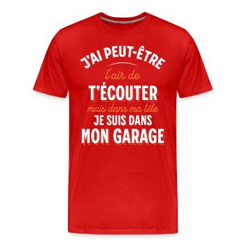 Mécanicien cadeau pour Garagiste Bricoleur Rigolo - T-shirt bio Premium Homme - rouge - Devant - Damien (186cm)