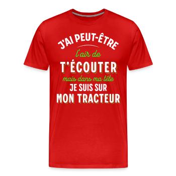 Agriculteur cadeau pour fermier tracteur humour - T-shirt bio Premium Homme - rouge - Devant - Damien (186cm)