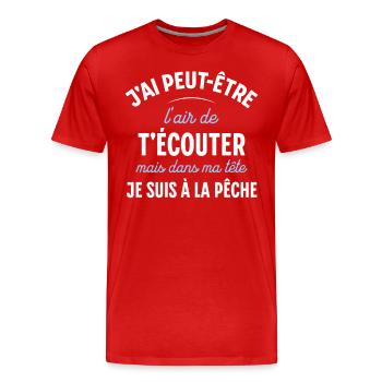 Pêche Cadeau Humour pour Pêcheur Sport Rigolo Fun - T-shirt bio Premium Homme - rouge - Devant - Damien (186cm)