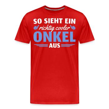Patenonkel Cooler Onkel - Männer Premium Bio T-Shirt - Rot - Vorne - Damien (186cm)