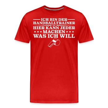 Handball Sportverein Handballtrainer Geschenk - Männer Premium Bio T-Shirt - Rot - Vorne - Damien (186cm)