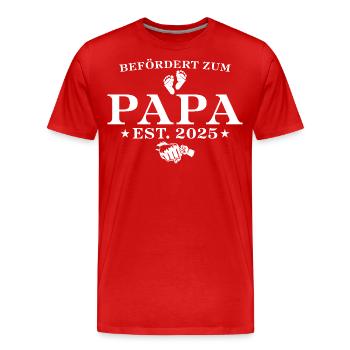 Befördert zum Papa est. 2025 - Männer Premium Bio T-Shirt - Rot - Vorne - Damien (186cm)