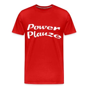 Power Plauze - Männer Premium Bio T-Shirt - Rot - Vorne - Damien (186cm)