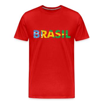 Brasilien Flaggendesign in Nationalfarben - Männer Premium Bio T-Shirt - Rot - Vorne - Damien (186cm)
