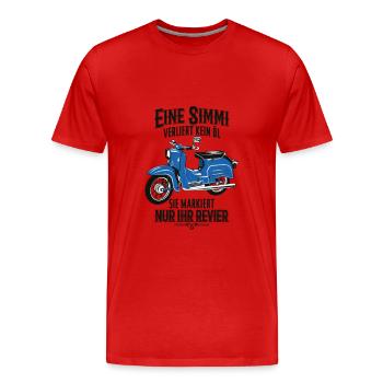 Simson Schwalbe KR51, Eine Simmi verliert kein Öl - Männer Premium Bio T-Shirt - Rot - Vorne - Damien (186cm)