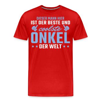 Bester und coolster Onkel - Männer Premium Bio T-Shirt - Rot - Vorne - Damien (186cm)