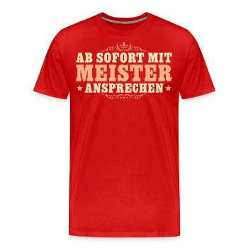 Meisterbrief Fortbildung bestandene Meisterprüfung - Männer Premium Bio T-Shirt - Rot - Vorne - Damien (186cm)
