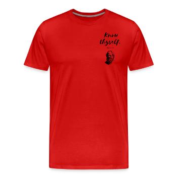 " Know thyself " Socrates - Men's Premium Organic T-Shirt - red - Front - Damien (186cm)