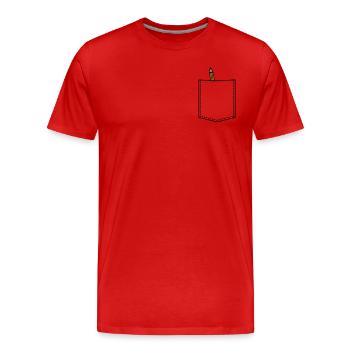 Brusttasche mit Bleistift - Männer Premium Bio T-Shirt - Rot - Vorne - Damien (186cm)