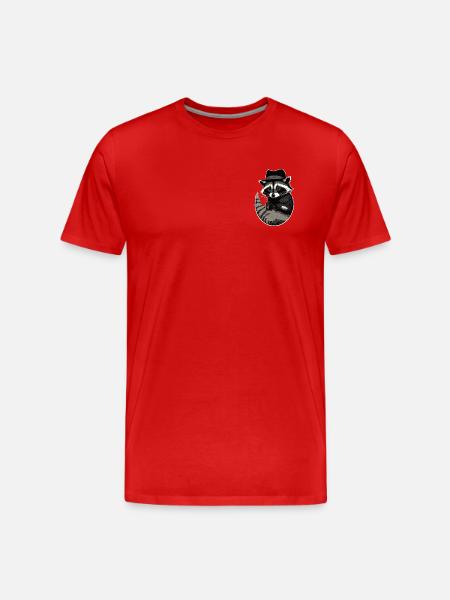 Waschbär mit Hut - Männer Premium Bio T-Shirt - Rot
