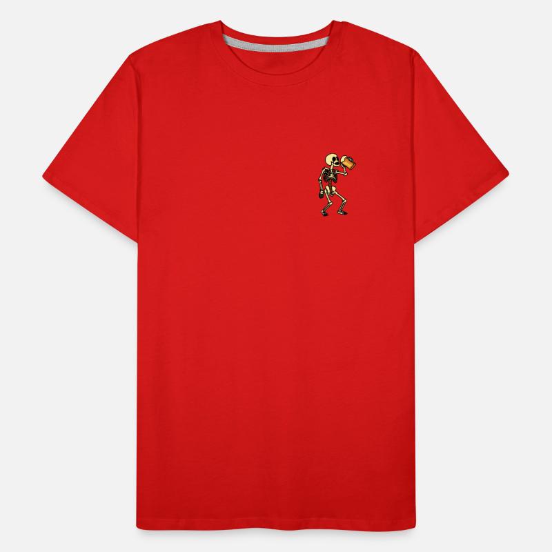 Skeleton drinks beer, Halloween Men's Premium Organic T-Shirt