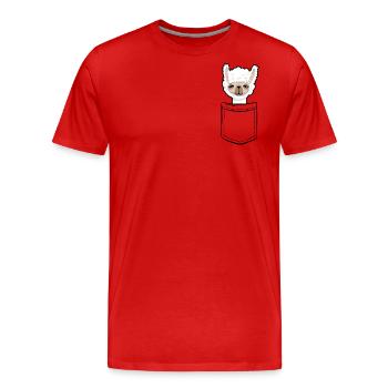 Mon lama dans la poche - Poche poitrine - T-shirt bio Premium Homme - rouge - Devant - Damien (186cm)