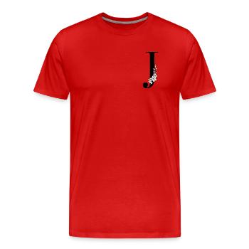 Lettre J - T-shirt bio Premium Homme - rouge - Devant - Damien (186cm)