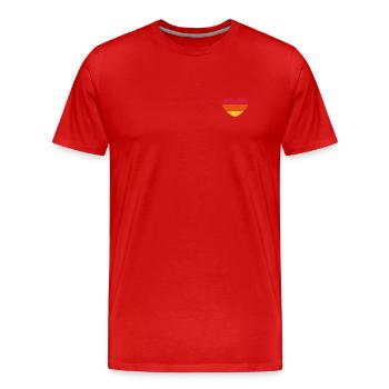 Herz 3farbig - Rot Orange Gelb - Sonnenuntergang - Männer Premium Bio T-Shirt - Rot - Vorne - Damien (186cm)