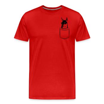Mon lama dans la poche - Poche poitrine - T-shirt bio Premium Homme - rouge - Devant - Damien (186cm)