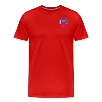Abréviation R | Point R | Nom R | | R lumineux Été - T-shirt bio Premium Homme - rouge - Devant - Damien (186cm)