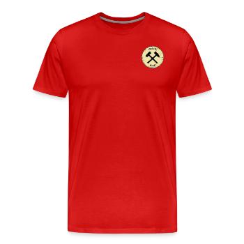 Glück Auf! (Schlägel+Eisen)altesSchild - Männer Premium Bio T-Shirt - Rot - Vorne - Damien (186cm)