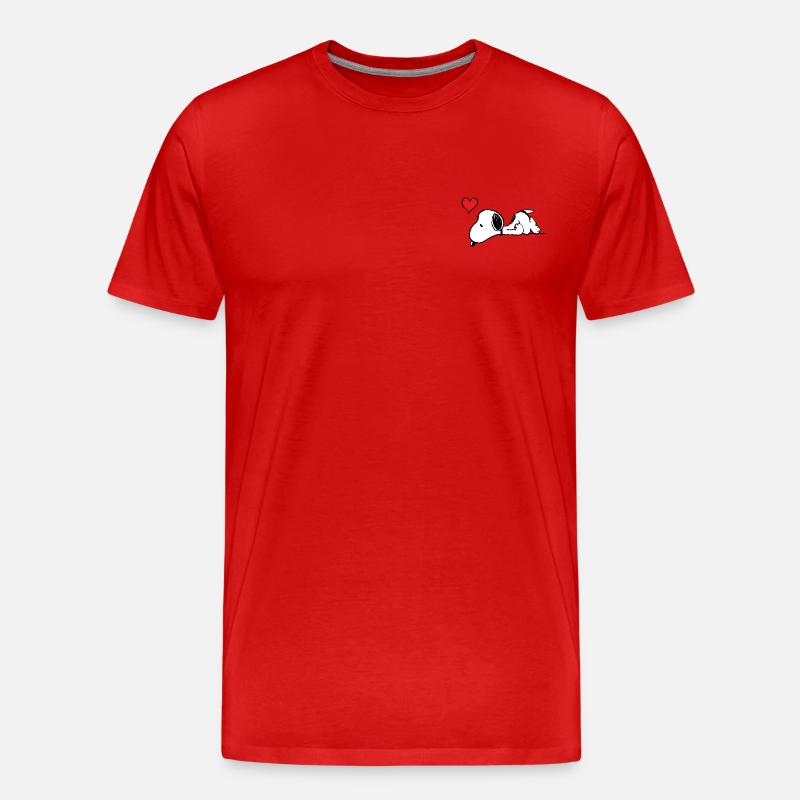 Peanuts Snoopy Cuore Chest Motif - Maglietta ecologica premium da uomo - rosso