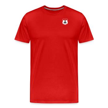 Homme avec chapeau dans les armoiries - T-shirt bio Premium Homme - rouge - Devant - Damien (186cm)