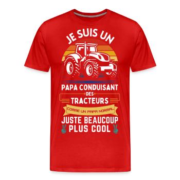 Father's Day T-shirt - Dad Tractor Driver - Men's Premium Organic T-Shirt - red - Front - Damien (186cm)