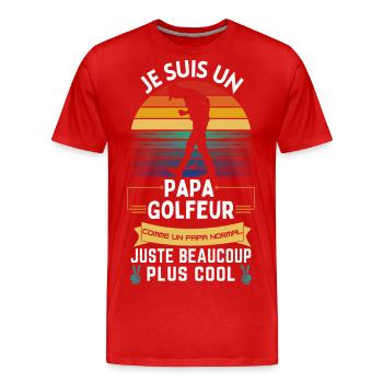 Vatertags-T-Shirt - Cooler Golfer Papa - Männer Premium Bio T-Shirt - Rot - Vorne - Damien (186cm)